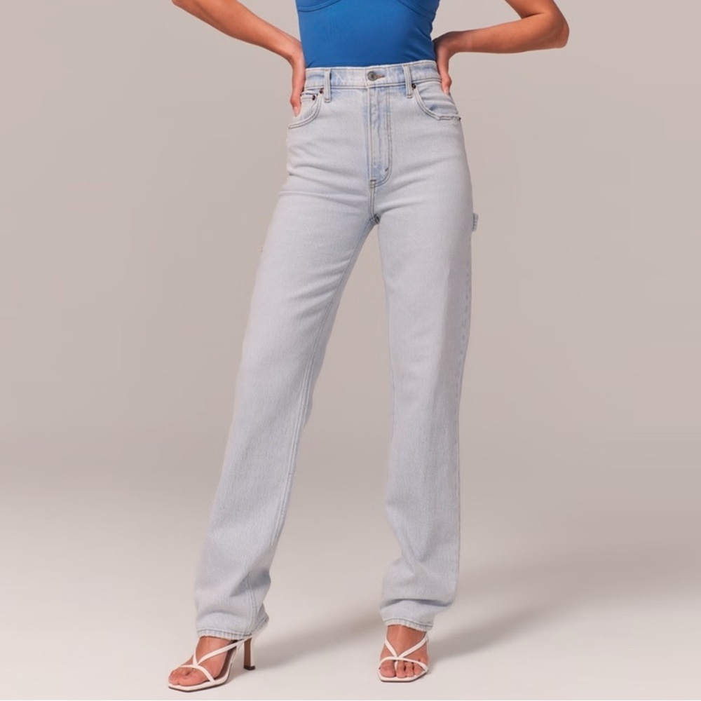Abercrombie The 90s Straight Ultra High Rise Carpenter Blue Jeans Women's 4 27